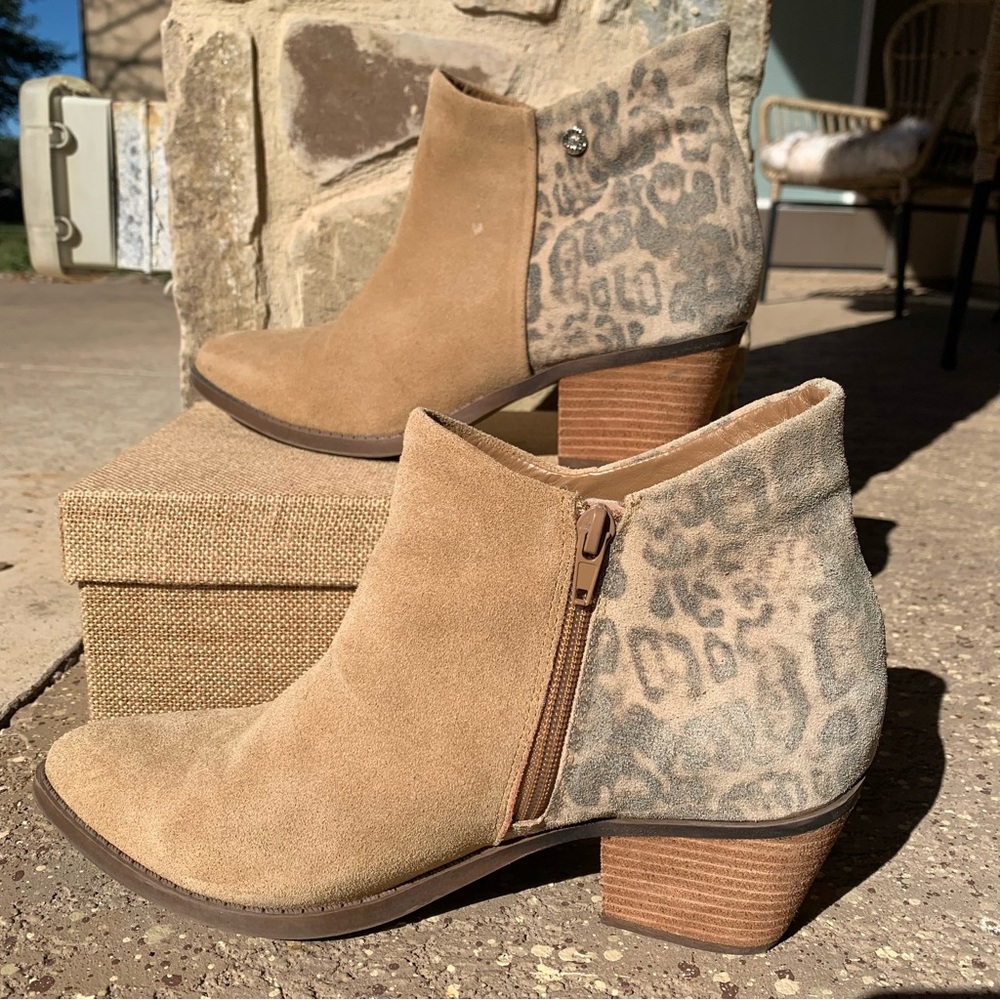 Yellow Box Bootie Tan with Light Cheetah Print